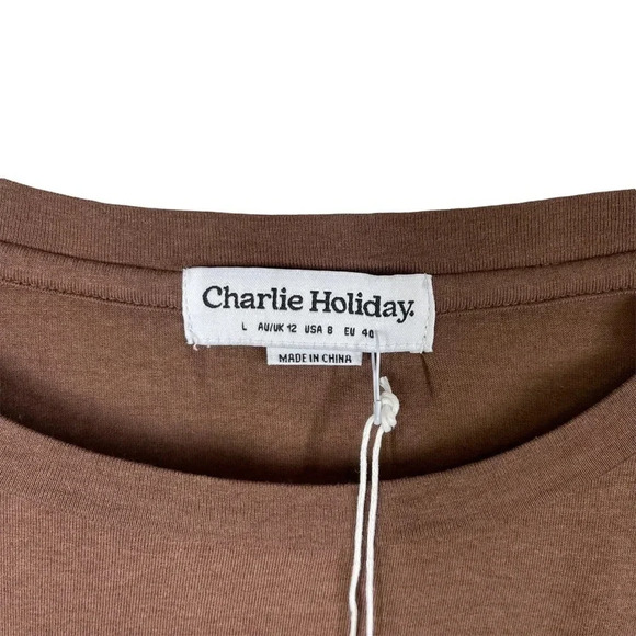 Charlie Holiday Made of‎ Star Boyfriend T-shirt Sz Large NWT Neutral Minimalist - Picture 9 of 13